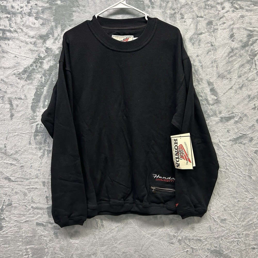 Vintage Honda Sweatshirt Mens Medium Black Troy Lee Designs Made USA Car Racing